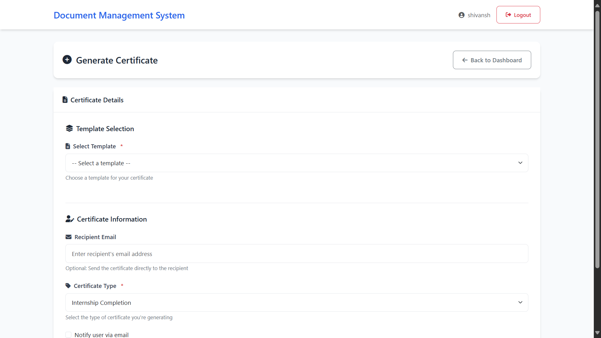 Generate Certificate